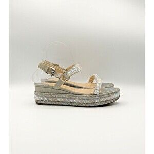 Christian Louboutin Cataclou 60 Silver Glitter Platform Sandals Wedges Sz EU 37